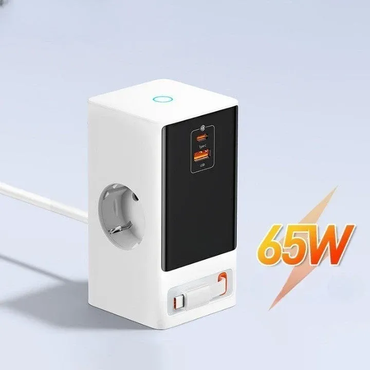 Retractable Cable Fast Charging Digital Power Strip - Image 0