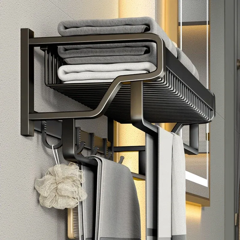 Luxe Wall-Mounted Towel Station Bathroom Organizer - Image 0