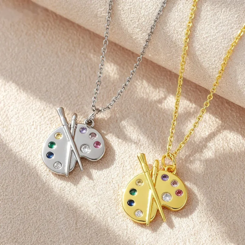 Artist Palette Gemstone Pendant Necklace - Image 0