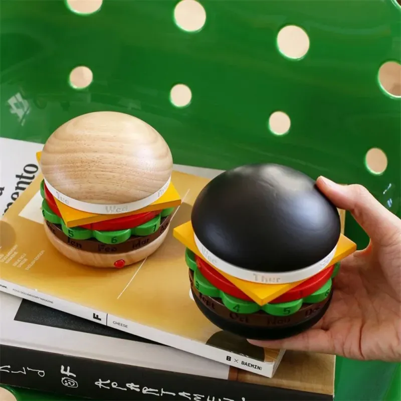 Rotating Wooden Hamburger Decorative Calender - Image 0