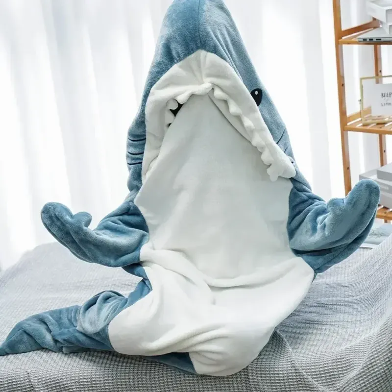 Snuggly Shark Cozy Hooded Onesie Blanket - Image 0