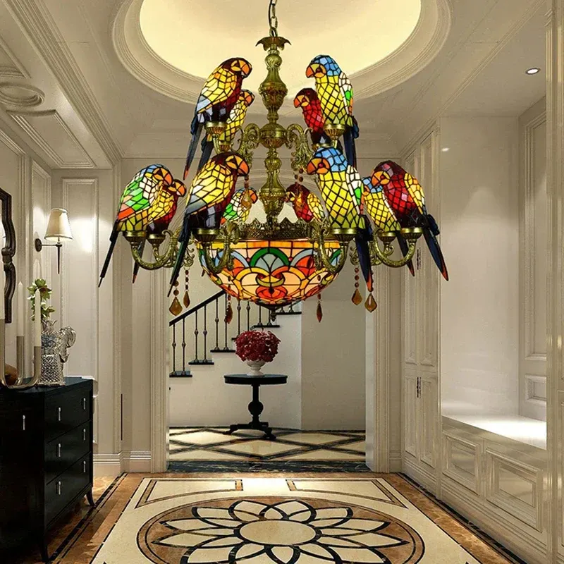 Antique Style Parrot Chandelier Lamp - Image 0