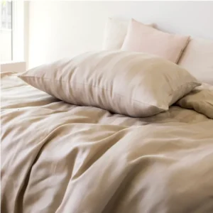Bambus-Satin-Bettwäsche-Set, Beige, 140x200 - 63x60