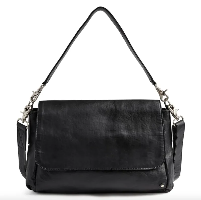 Schultertasche Mally - Black leather