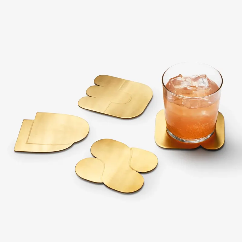 TOGETHER COASTERS | 4er UNTERSETZER-Set | Edelstahl messingfarbig | Dan Covert | Areaware