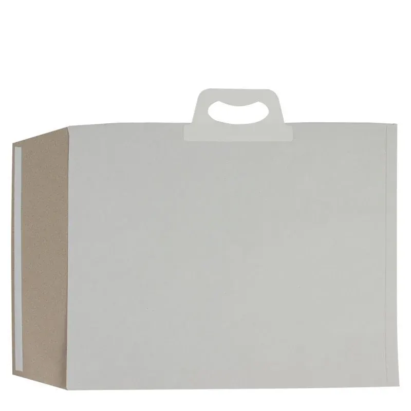 Recycled paper shipping bag with a flap closure
