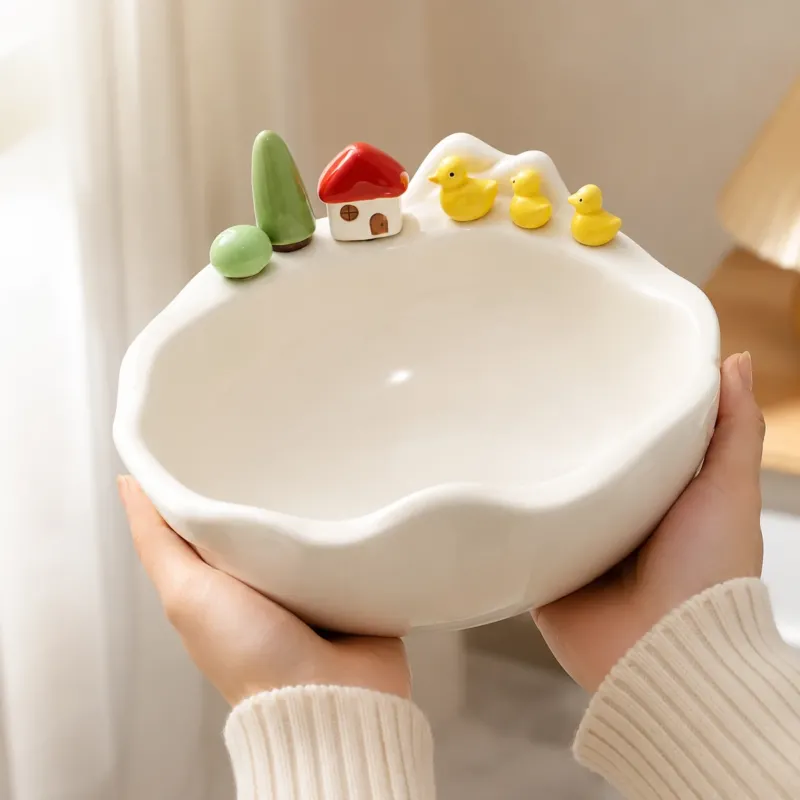 Little Quack Fruit Fork Ceramic Bowl Set