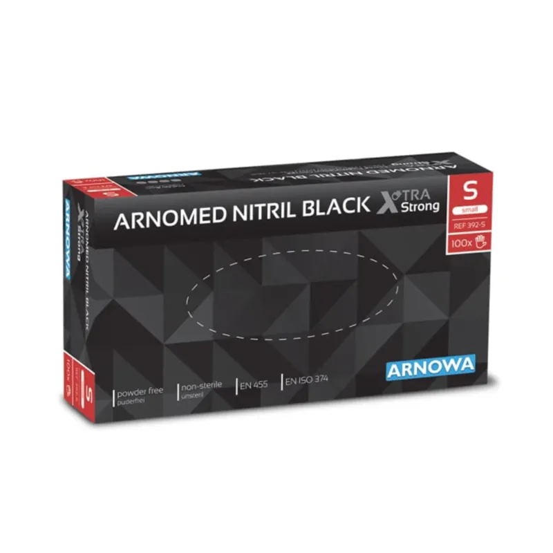 ARNOMED Nitril Black XTRA STRONG Einmalhandschuhe, schwarz S / Packung (100 Stück)