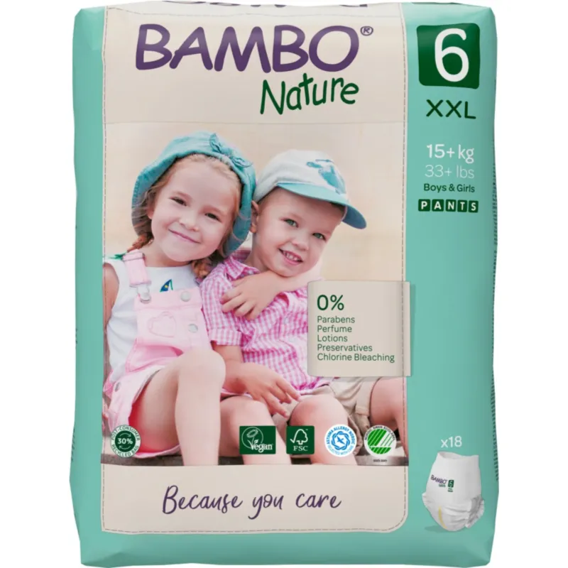 Bambo® Nature Pants Windeln, Größe 6, 15+ kg Größe 6, 15 kg, 1 Karton (5 Packungen × 18 Stück)