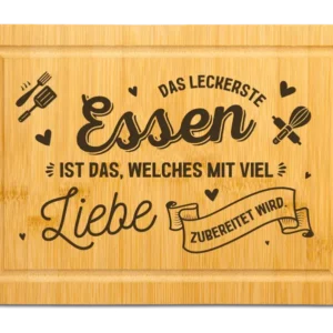 Bild: Bambus Schneidebrett - Das leckerste Essen ist das, welches mit viel Liebe zubereitet wird..
