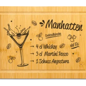 Bild: Bambus Schneidebrett - Manhattan Cocktail (Rezept).