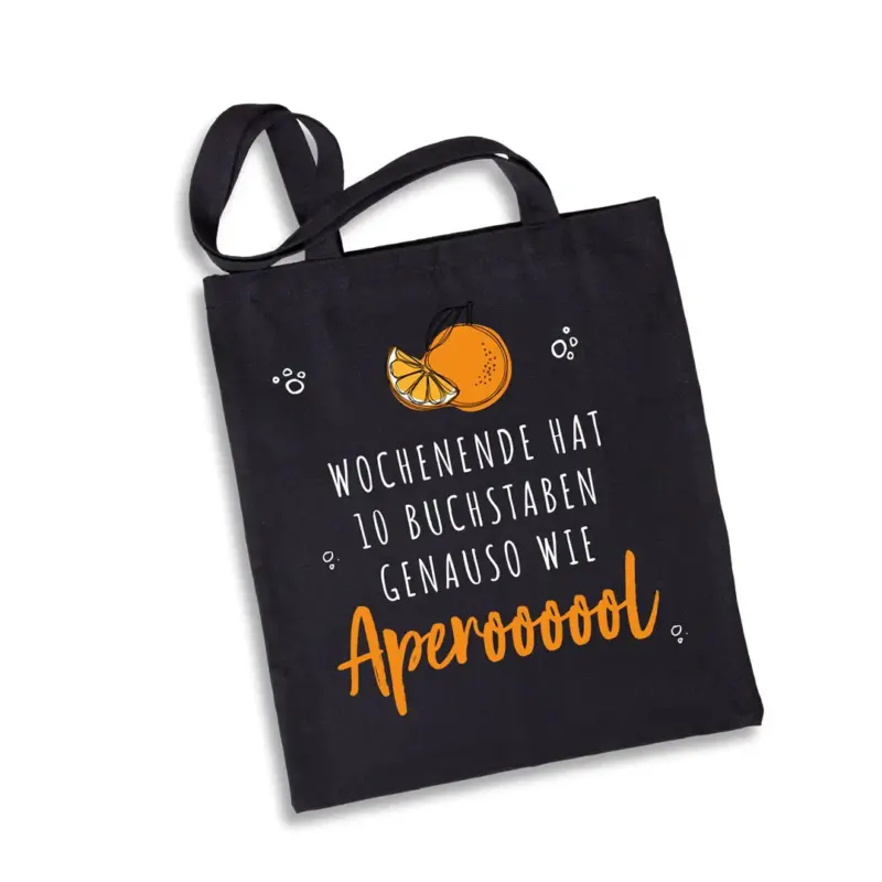 Bild: Baumwolltasche - Wochenende hat 10 Buchstaben. Genauso wie Aperoooool.