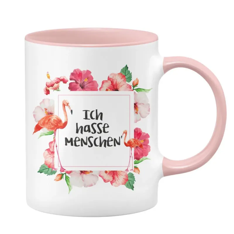 Bild: Flamingo Tasse - Ich hasse Menschen.