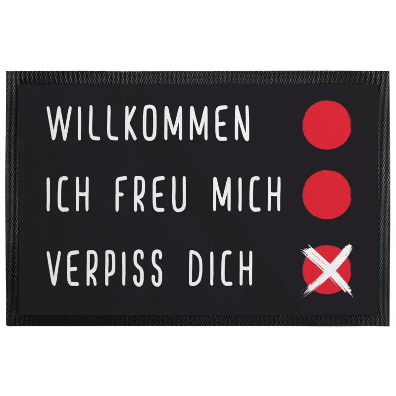 Bild: Fußmatte mit Gummilippe - Willkommen. Ich freu mich. Verpiss dich..