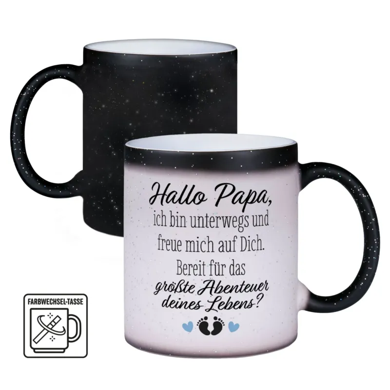Bild: Glitzer-Zaubertasse - Hallo Papa, ich bin unterwegs.