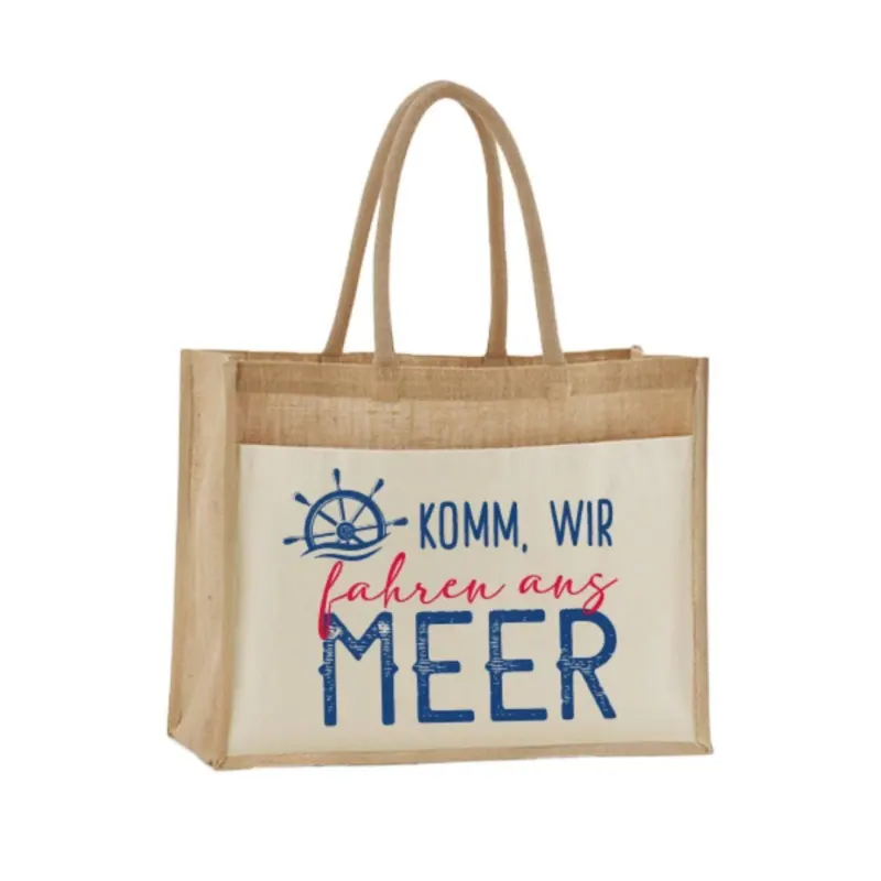 Bild: Jutetasche - Komm, wir fahren ans Meer.