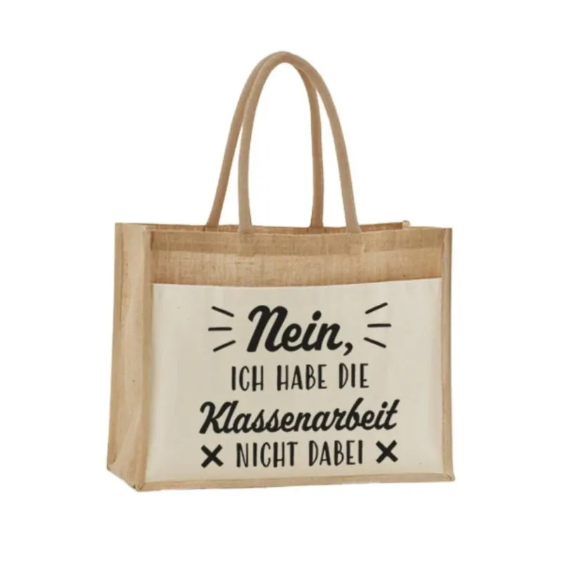 Bild: Jutetasche - Nein, ich habe die Klassenarbeit nicht dabei (Schriftzug).
