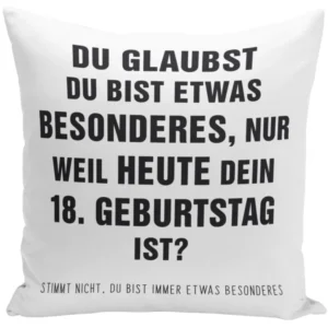 Bild: Kissen - Du glaubst Du bist etwas Besonderes? 18. Geburtstag.
