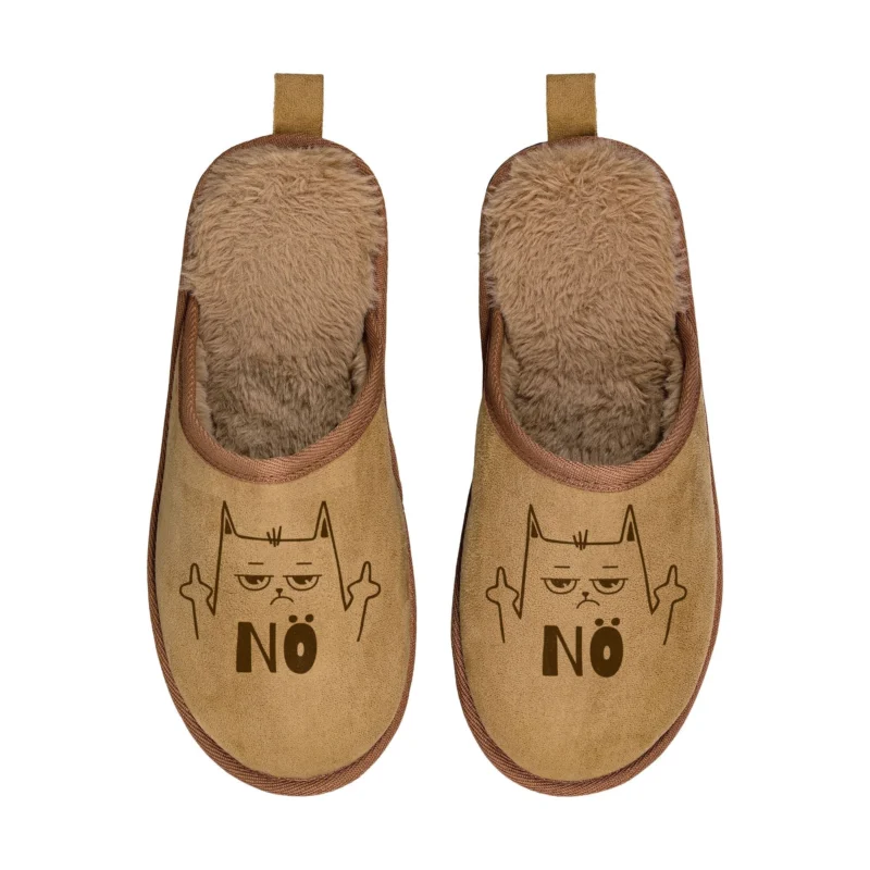Bild: Pantoffeln - Nö - Katze mit Mittelfinger.