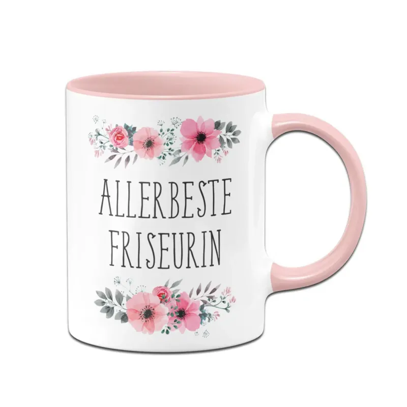 Bild: Tasse - Allerbeste Friseurin - blumig.