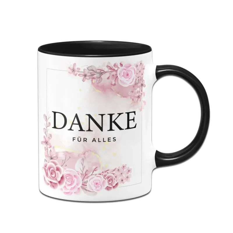 Bild: Tasse - Danke für alles - Blumen Aquarell.