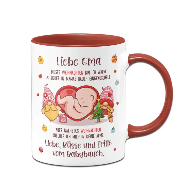 Bild: Tasse - Liebe Oma dieses Weihnachten bin ich noch in Mamas Bauch.