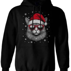 Bild: Hoodie - Coole Weihnachtsmann-Katze.