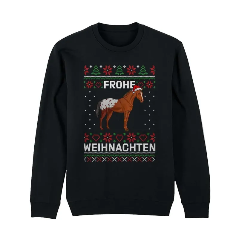 Bild: Weihnachtspullover - Pferd - Frohe Weihnachten (Strick-Optik).