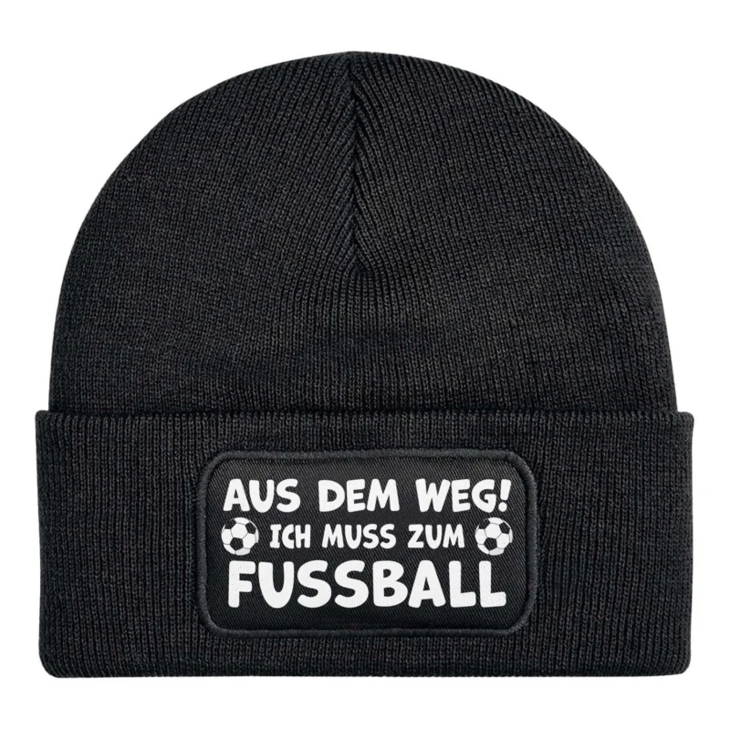 Bild: Beanie Mütze - Aus dem Weg! Ich muss zum Fußball.