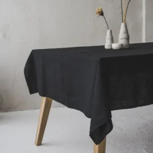 Natural Stonewashed Black Linen Tablecloth Epic Linen