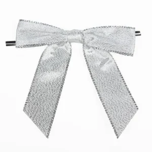 Bows pre-tied Metallic Silver 2.2cm
