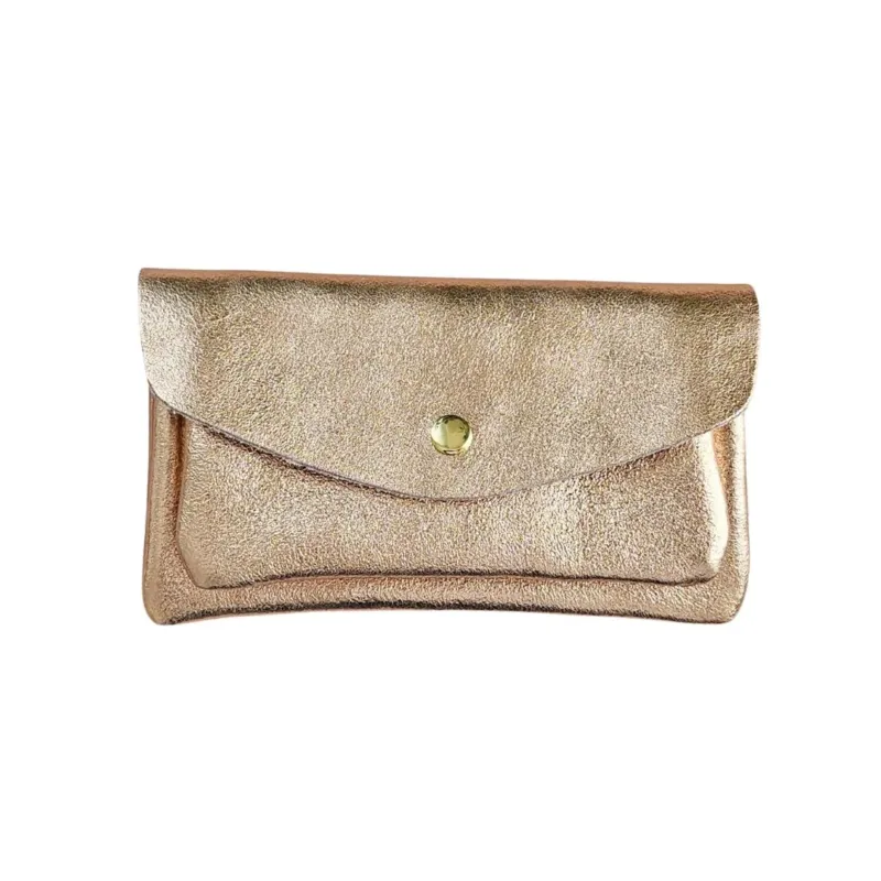 Brieftasche aus Leder metallic nude