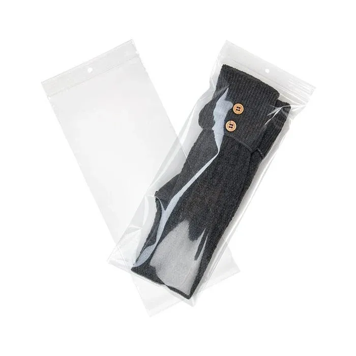 Grip Seal Bags with Hang hole 12.5x30.5cm Crystal Clear PP 100 micron
