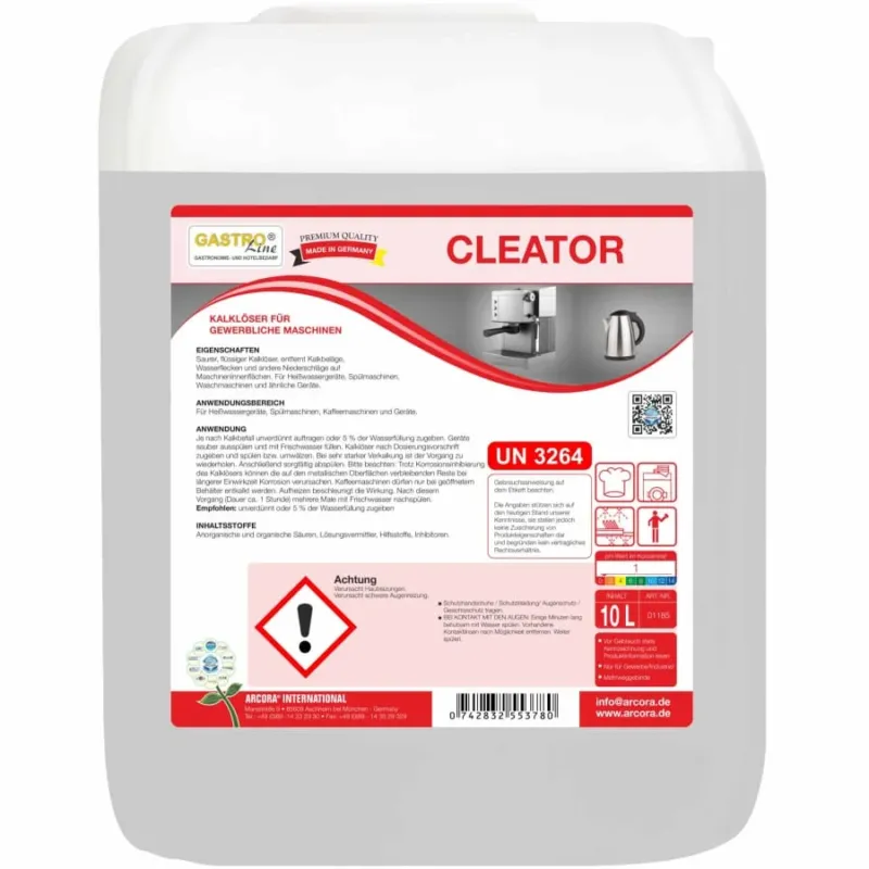 CLEATOR Kalklöser für gewerbliche Spülmaschinen 10 Liter - Kanister