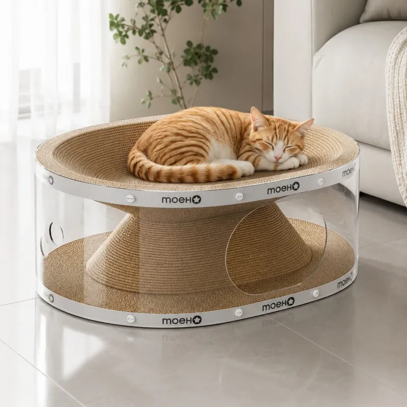 Window Seat Transparent Tunnel Cat Scratcher Lounge Bed - Image 0