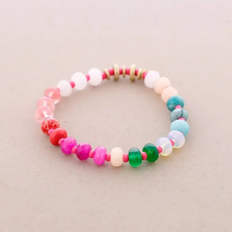 Damen Armband mit Perlen & Steinen multicolor