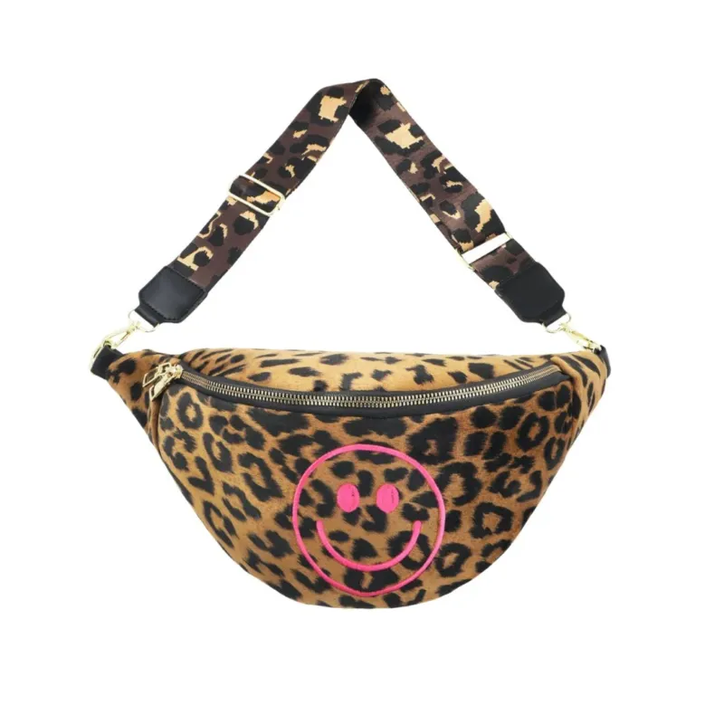 Damen Crossover Bag Leo dunkel mit Smiley