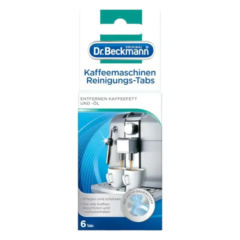 Dr beckmann kaffeemaschinen reinigungs-tabs 6er pack zur effektiven reinigung von kaffeemaschinen in handlicher weißer verpackung