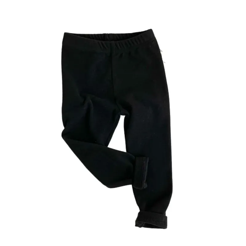 Elastische Leggings für Kinder Winterfleece schwarz