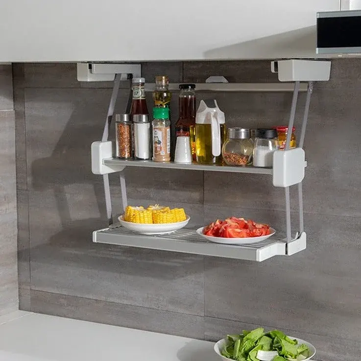 Kitchen Organizer Double Layer Pull Down Storage Rack - Image 0