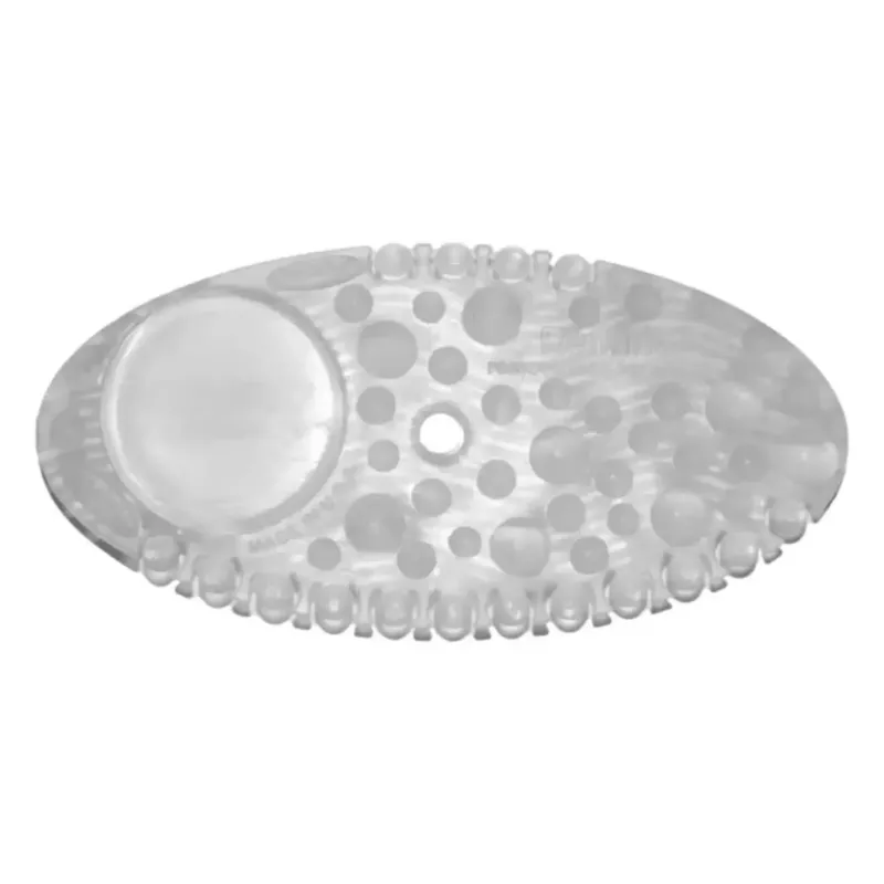 Transparente ovale frepro remind air curve badmatte mit strukturierter oberfläche und zentralem loch zur geruchskontrolle