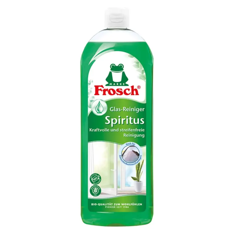Frosch Glasreiniger mit Spiritus in rPET Flasche, 750 ml 750 ml, 0 75 Liter Flasche