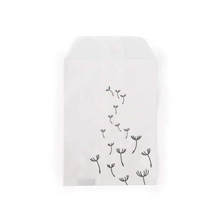 Paper Bags White with Black Dandelion 7,6x12,7 cm
