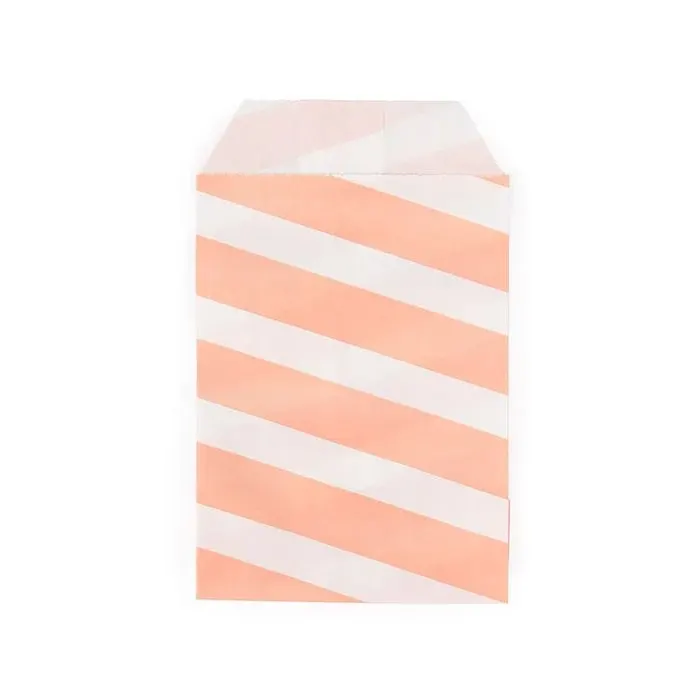 Paper Bags White with Pink Stripes 7,6x12,7 cm