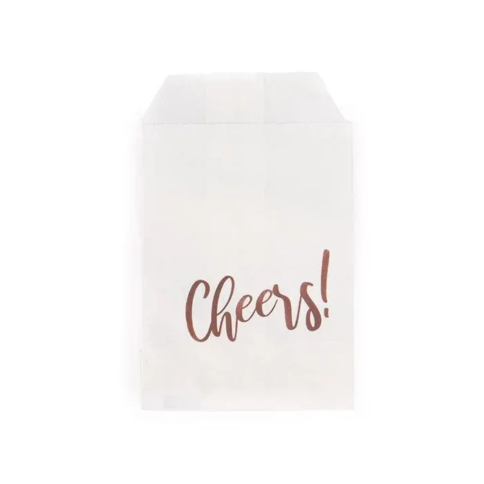 Paper Bags White with Rose Gold Cheers 7,6x12,7 cm
