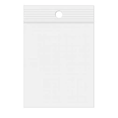 Grip Seal Bags with Hang hole 7.5x12.5cm Crystal Clear PP 50 micron