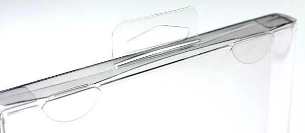 Plastic Gift Boxes 13.7x1.6x18.8cm Crystal Clear with Hanger in middle