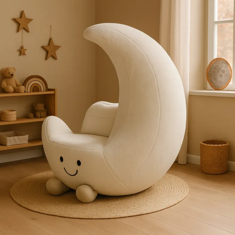 Crescent Cute Moon Plush Lounge Chair - Image 0