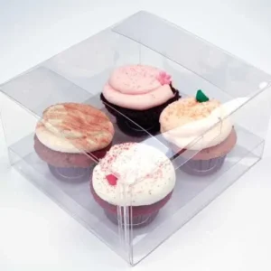 Cupcake-Boxen für 4 Cupcakes 19.1x17.8x10.2cm Transparent (100 Stück) [CBS177]