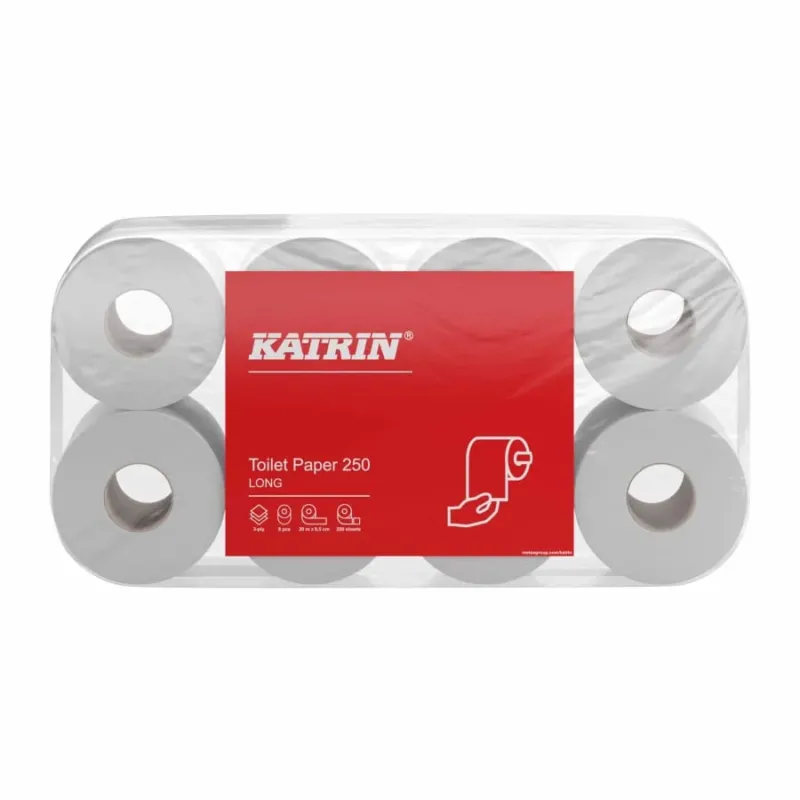 KATRIN Toilettenpapier 250 Blatt, 3-lagig 1 Packung = 8 Rollen